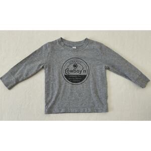 Rabbit Skins Toddler 2T Long Sleeve Grey "Straight Cowboy'n" Shirt Crew